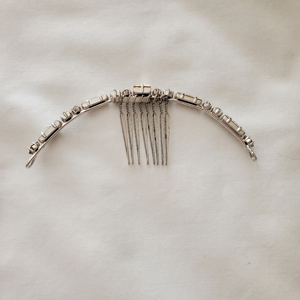 Art Deco Geometric Rhinestone Bridal Comb - Picture 3 of 6